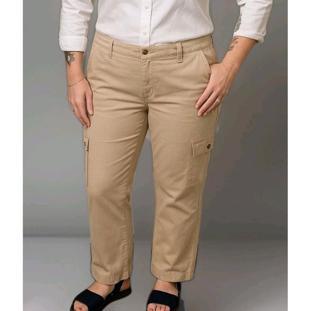 St. John's Bay Women's 14P Petite Straight Leg‎ Pants Tan Bisque Cotton NWT